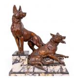 L. Carvin Bronze German Shepherd Sculpture