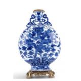 Chinese Blue & White Dragon Moon Flask