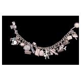 Sterling Silver Figural Charm Bracelet 24 Charms