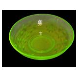 Uranium Glass Floral Decorated Bowl