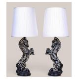 Pair of MC Hollywood Regency Zebra Form Lamps