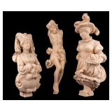 Carved Natural Wood Figural Statuettes (3)
