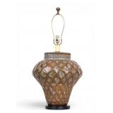 Vintage Cast Metal Basket Weave Table Lamp