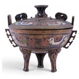 Antique Chinese Bronze Cloisonne Censer