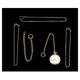 Cyma Pocket Watch and Antique Fob Chains