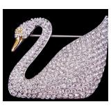 Swarovski Pave Crystal Swan Brooch