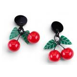 Bakelite Cherry Clip on Earrings