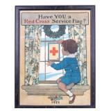 1918 American Red Cross Service Flag Litho Poster