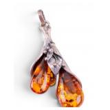 Amber and Sterling Silver Pendant