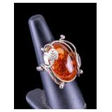 Vintage Polish Amber Ring