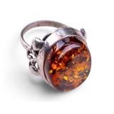 Amber and Sterling Silver Ring
