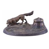 Antique Bronze Figural Dog Inkwell