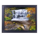 Signed Oil on Canvas Landscape / Waterfall