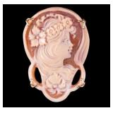 Italian 14K Gold Cameo Brooch / Pendant