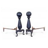 Early Cannonball Iron Andirons (2)