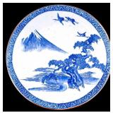Large Japanese Blue & White Charger, Mt. Fuji