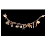 14k Gold Charm Bracelet w/ 18 Charms