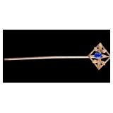 Gold Stick Pin w/ Blue Stone