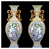 Chinese Cloisonne Enameled Metal Vases