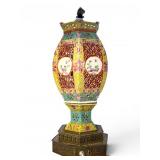 Chinese Famille Rose Pierced Lamp Conversion