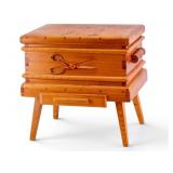 Folk Art Pine Sewing Box on Stand