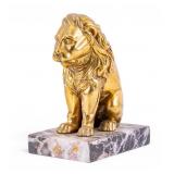 Brass Lion Figure on Marble Base