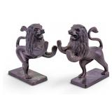 Pair of Bombay Bronze Lion Form Bookends