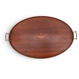 Mahogany Inlaid Oval Serving Tray