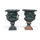 Pair of Cast Iron Garden Urns