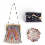 Lacquer Box, Antique Mesh Purse, Coin Ashtray