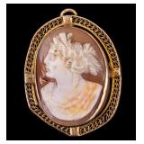 Victorian 10K Gold Cameo Brooch/Pendant