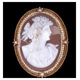 10K Gold Victorian Cameo Brooch/Pendant