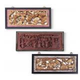 3 Chinese Carved Decorative Panels