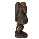 African Braised Wood Carved Monkey Statue