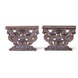 Antique High Relief Carved Wood Table Pedestals
