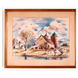 Milo Jr. Watercolor, PA Farmstead, Signed