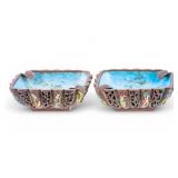 Vintage Chinese Enameled Ashtray Set