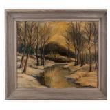 Signed Oil on Board Winter Landscape