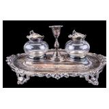 Victorian Silver Plate Inkwell Set