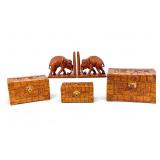 Asian Carved Nesting Boxes + Bookends