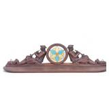 Bretton Style Oak & Stained Glass Pediment Shelf