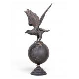 Bronze Eagle on Globe Sculpture