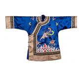 Navy Blue Chinese Silk Robe with Phoenix Bird