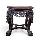 Chinese Rosewood Carved Table w/ Marble Top