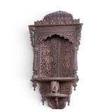 Hindu Carved Wood Corner Niche Mandir