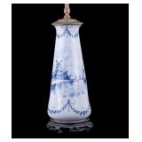 Antique Delft Blue & White Porcelain Table Lamp