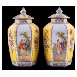 Antique Carl Thieme Porcelain Lidded Jars (2)