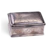Antique Etched Sterling Silver Stamp Box