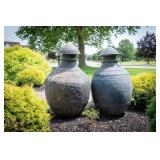 Pair of Monumental Nepalese Metal Water Jars