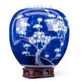 Chinese B&W Prunus Blossom Ginger Jar